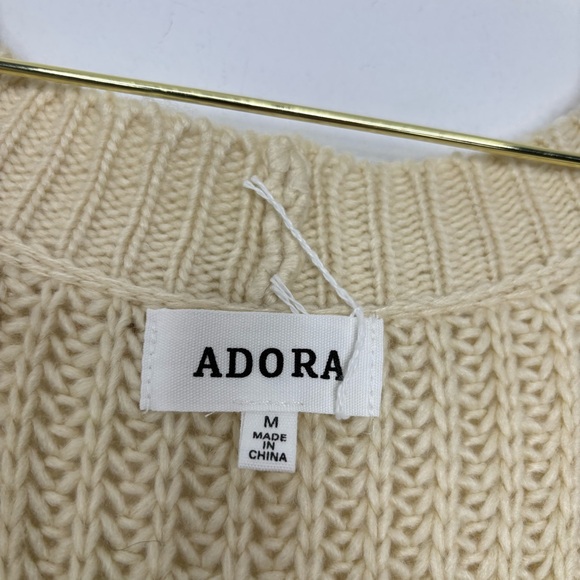Adora Crochet Open Knit Cardigan Cream Patchwork Sleeves Size M New Without Tags - Picture 10 of 12